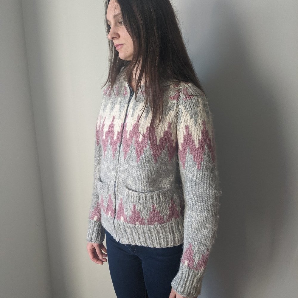 Handknit Cowichan wool sweater